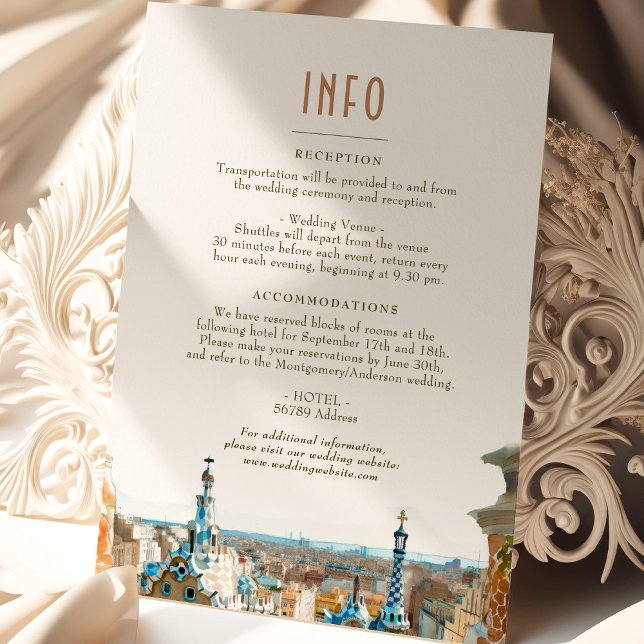 Invitation Barcelone Insérer des détails INFO Espagne Mariage (Créateur téléchargé)
