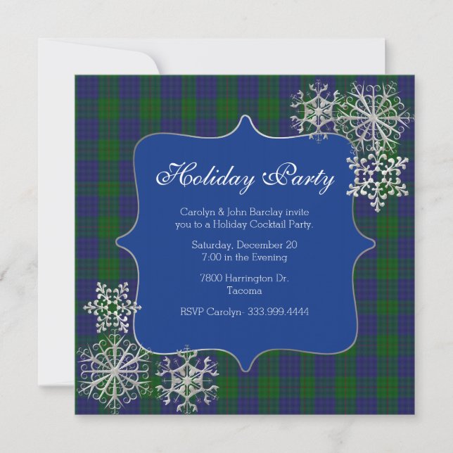 Invitation Barclay Clan Tartan Plaid Fête de Noël personnalis (Devant)