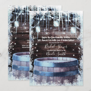 Invitation Baril de bois rustique et lumières pour une baby s