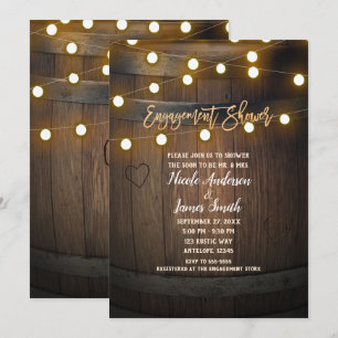Invitation Baril en Bois Sculpté Lumière Coeur Mariage Sous l