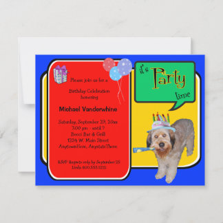 Invitation Barker d'anniversaire de Labradoodle