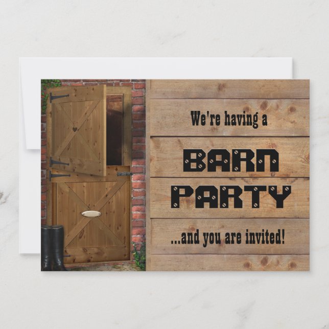 Invitation Barn Party (tous les textes personnalis (Devant)