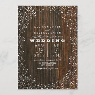 Invitation Barn Wood + Baby's Breath Mariage