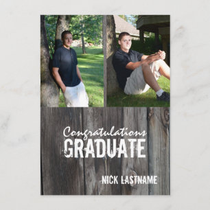 Invitation Barn Wood Country Grad Twin Photo