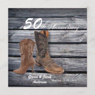 Invitation barn wood cowboy Western 50e anniversaire mariage