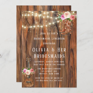 Invitation Barn Wood Lights Boots Bridesservantes Déjeuner