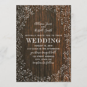 Invitation Barn Wood + Mariage de calligraphie respiratoire d