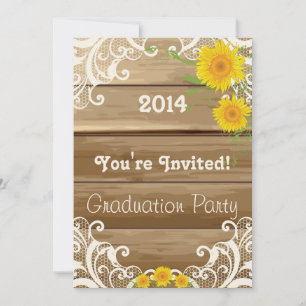 Invitation Barn Wood Sunflowers Vintage dentelle Graduation