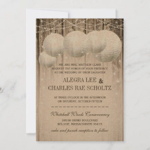 Invitation Barn Wood Under the Stars Mariage Paper Lantern