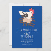 Barne de coq Animaux Ferme Anniversaire Art Bleu