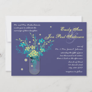 Invitation Barne Mariage Marine Aqua Fleur Jaune Mason Jar