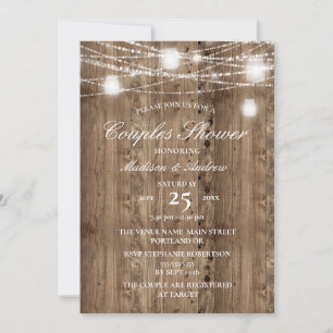 Invitation Barne rustique Bois String de lumières Couples Dou
