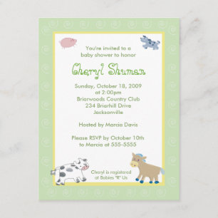 Invitation Barne Yard Animaux de la ferme Baby shower de tour