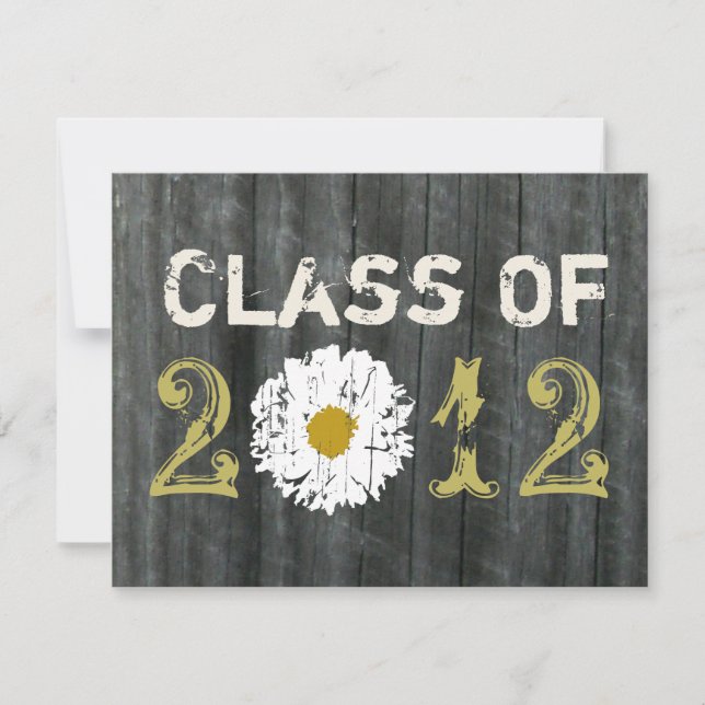 Invitation Barnwood and Daisy Graduation Class Of 2012 (Devant)