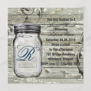 Invitation barnwood country rustique mason jar nuptiale douch