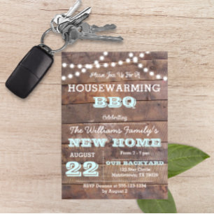 Invitation Barnwood Lights Aqua House BBQ