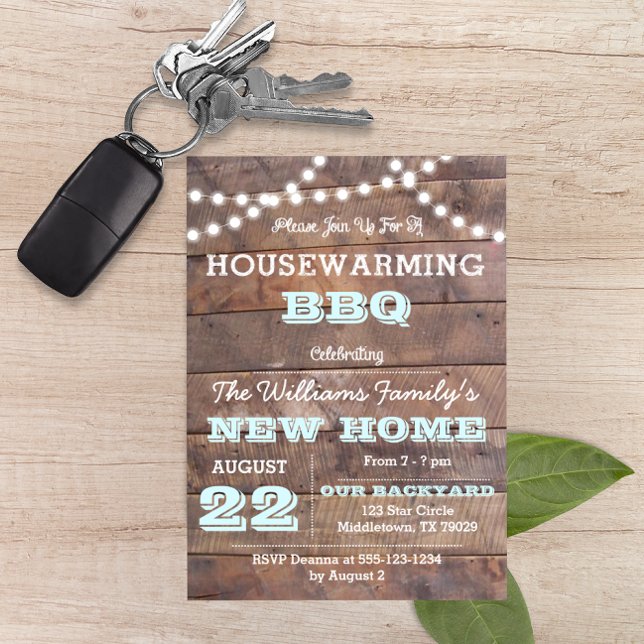 Invitation Barnwood Lights Aqua House BBQ (Créateur téléchargé)