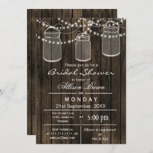 Invitation Barnwood mason jarre rustique nuptiale douche