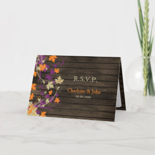 Invitation Barnwood Rustique prune chute laisse mariage RSVP