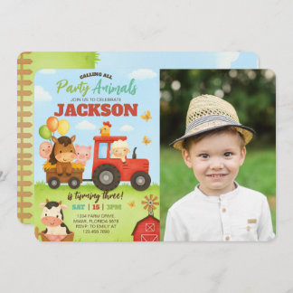 Invitation Barnyard Animals Ranch Kids Birthday Photo