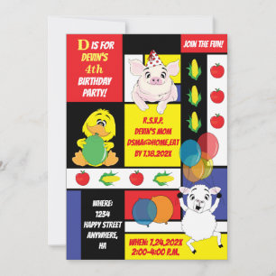 Invitation Barnyard Animaux fête d'anniversaire