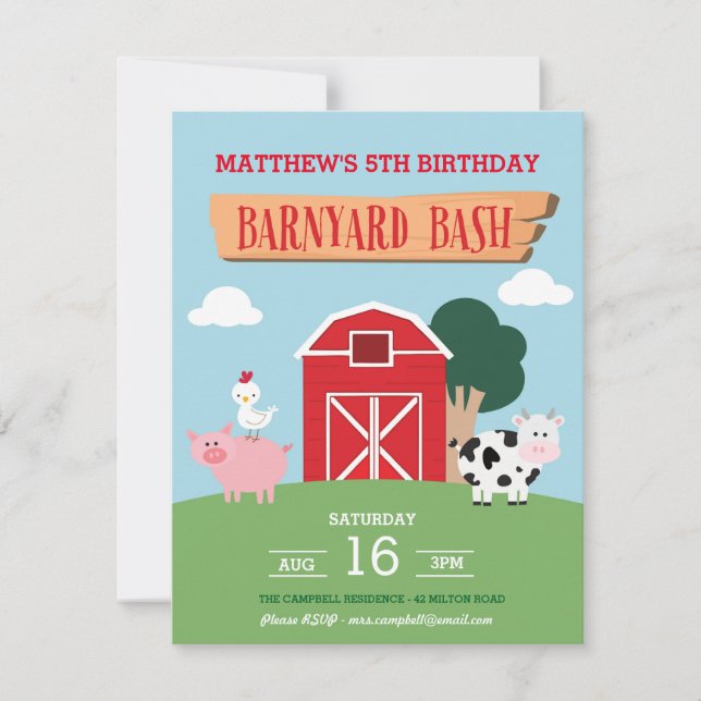 Invitation Barnyard Bash (Devant)