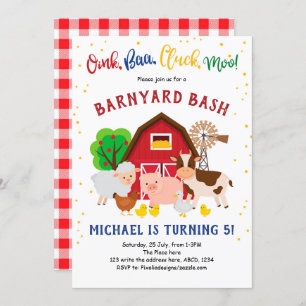 Invitation Barnyard Bash, Farm Animaux, Papping Zoo, Annivers