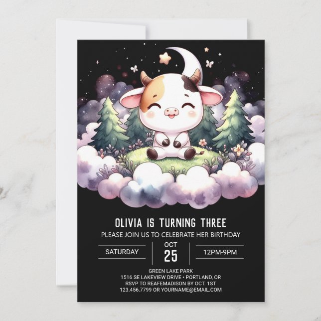 Invitation Barnyard Digital Cow Anniversaire (Devant)