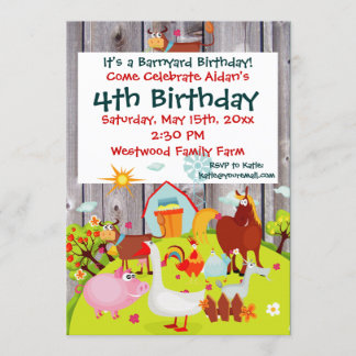 Invitation Barnyard Farm Animaux Barnwood Anniversaire Invita