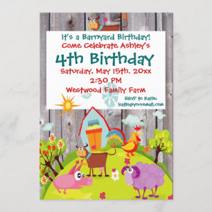 Invitation Barnyard Farm Animaux Barnwood Anniversaire Invita