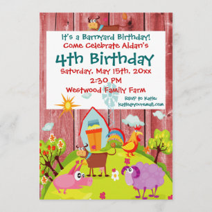 Invitation Barnyard Farm Animaux Barnwood Anniversaire Invita