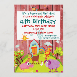 Invitation Barnyard Farm Animaux Barnwood Anniversaire Invita