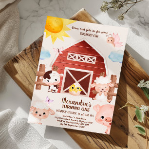 Invitation Barnyard Fun 1er Anniversaire Fête Animaux de ferm