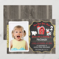 Barnyard Wood Chalkboard Photo Anniversaire Invita