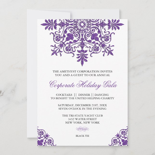 Invitation Baroque Amethyst Parties scintillant Look Fête de  (Devant)