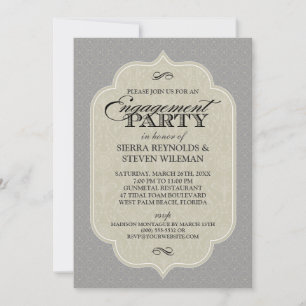 Invitation Baroque Damask Gunmetal Grey