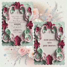 Invitation Baroque Elegance Floral Motifs Acanthus Swirls