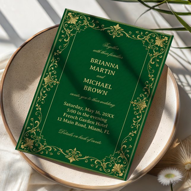 Invitation Baroque Émeraude Luxe Celtique (Créateur téléchargé)