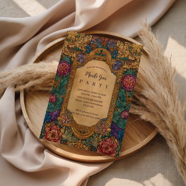 Invitation Baroque Floral Mardi Gras Masquerade (Créateur téléchargé)