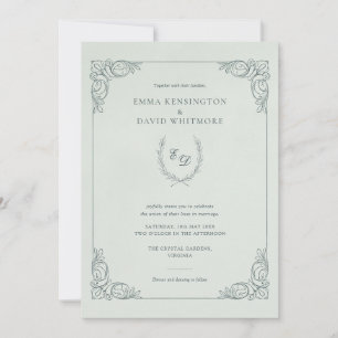 Invitation Baroque Frame Laurel Wreath I Mint Mariage