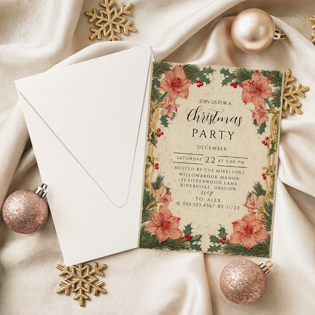 Invitation Baroque Holly Christmas (Créateur téléchargé)