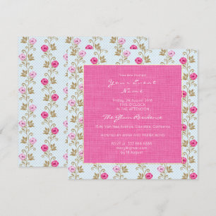 Invitation Baroque Marie Antoinette Floral Pastel Roses Rose