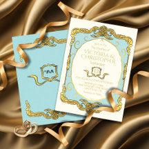 Baroque Regency Faux Gold Blue Mariage
