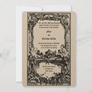 Invitation Baroque Rococo Cherubs Floral Mariage Frontière de