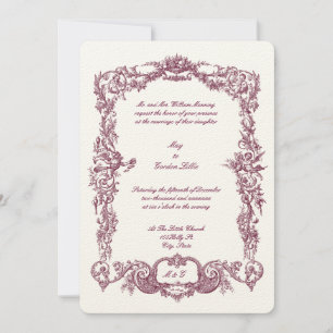 Invitation Baroque Rococo Floral Vintage Guirlandes & Chérubi