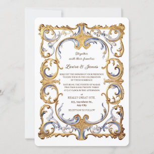 Invitation Baroque Rococo Luxurious Golden Swirls Wedding