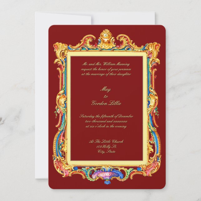 Invitation Baroque Rococo Rocaille Louis XV Frame Wedding (Devant)