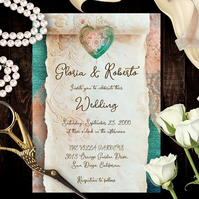 Invitation Baroque Romantique Rouleau Sacré-Cœur (Créateur téléchargé)