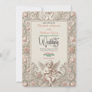 Invitation Baroque Swan & Cherub Wedding Invitation.