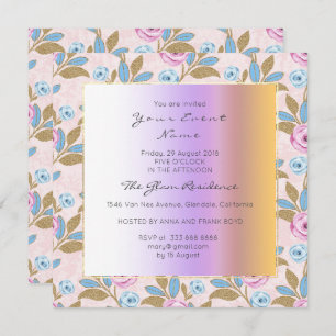 Invitation Baroque Versaille Marie Antoinette Floral Pastel
